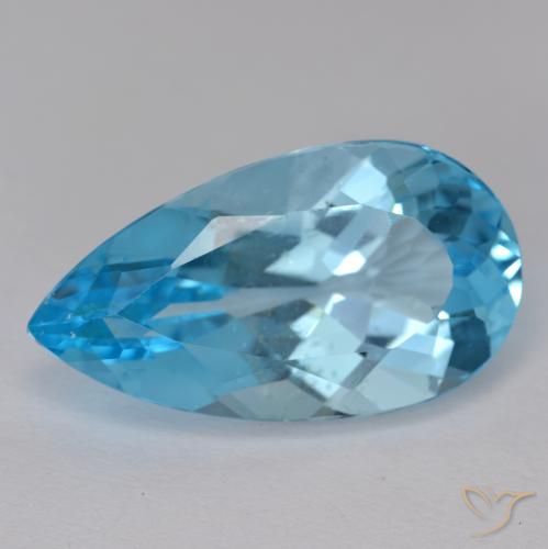 13.99ct 天然 スイスブルー トパーズ, 洋梨の形, VS-SI
