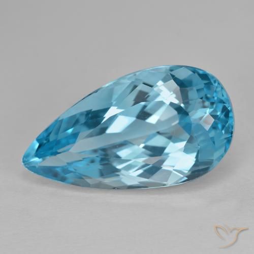 15.43ct 天然 スイスブルー トパーズ, 洋梨の形, VVS-VS
