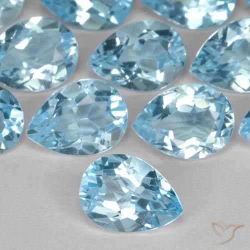 0.76ct 天然 スイスブルー トパーズ, 洋梨の形, VVS-VS