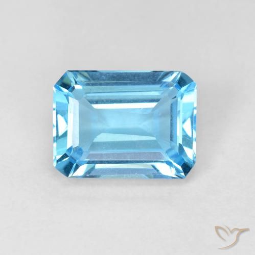 1.90ct 天然 スイスブルー トパーズ, エメラルドカット, VVS