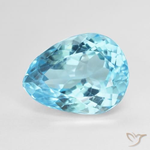 9.63ct 天然 スカイブルー トパーズ, 洋梨の形, VVS