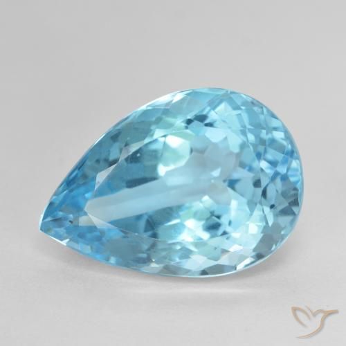 12.53ct 天然 スイスブルー トパーズ, 洋梨の形, VVS