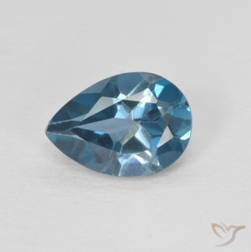 0.82ct 天然 ロンドンブルー トパーズ, 洋梨の形, VVS