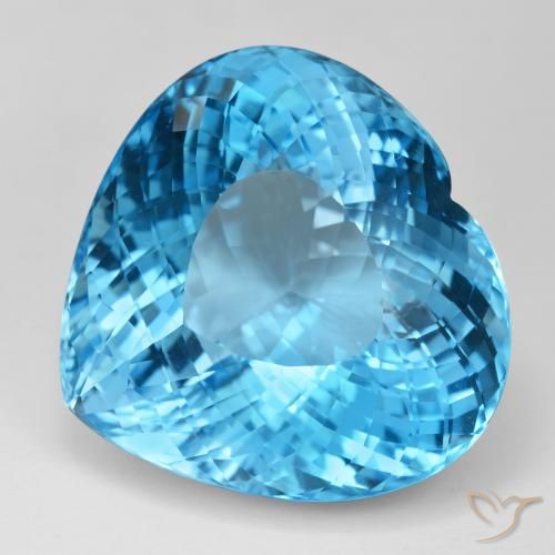 126.78ct 天然 スイスブルー トパーズ, 心臓, IF