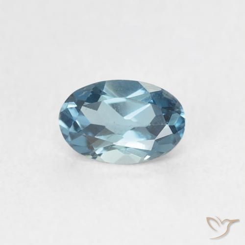 0.63ct 天然 濃いシルバーアクアブルー トパーズ, 楕円形, VVS