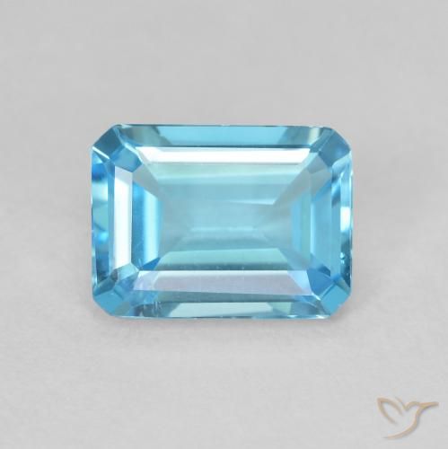 1.80ct 天然 スイスブルー トパーズ, エメラルドカット, VS