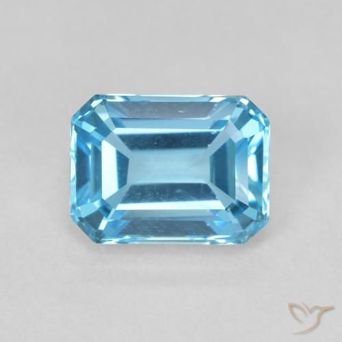 2.16ct 天然 スイスブルー トパーズ, エメラルドカット, VVS-VS