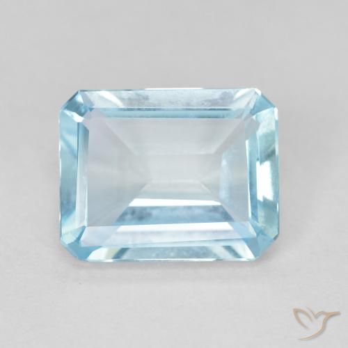 『4年保証』 トパーズ, スカイブルー 天然 3.69ct 八角形 エメラルドカット / アクセサリー