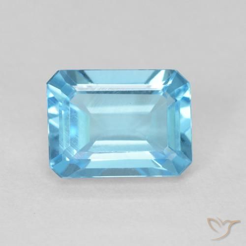 1.90ct 天然 スイスブルー トパーズ, エメラルドカット, VVS-VS