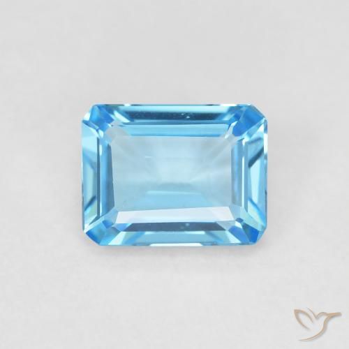 1.80ct 天然 濃いスカイブルー トパーズ, エメラルドカット, VVS