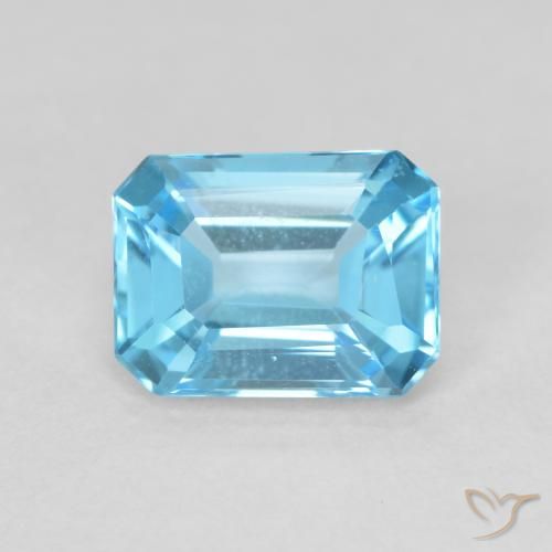 1.90ct 天然 スイスブルー トパーズ, エメラルドカット, VVS
