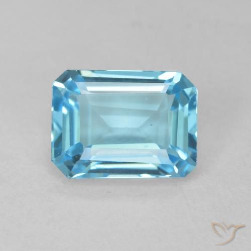 2.08ct 天然 スイスブルー トパーズ, エメラルドカット, VVS
