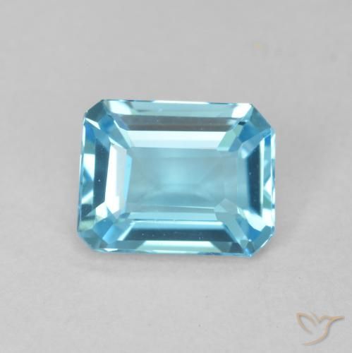 1.70ct 天然 スイスブルー トパーズ, エメラルドカット, VVS