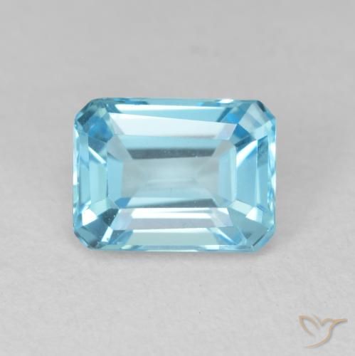 2.14ct 天然 スイスブルー トパーズ, エメラルドカット, VVS