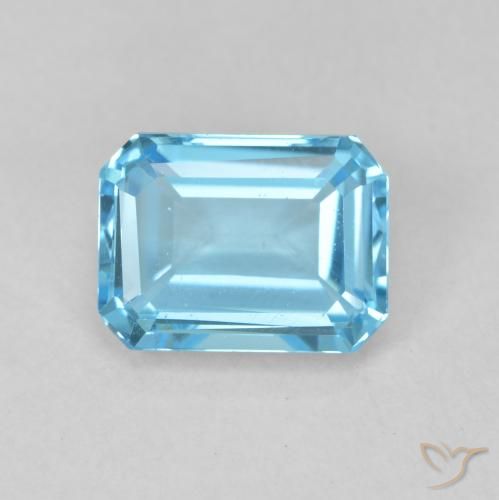 2.11ct 天然 スイスブルー トパーズ, エメラルドカット, VVS