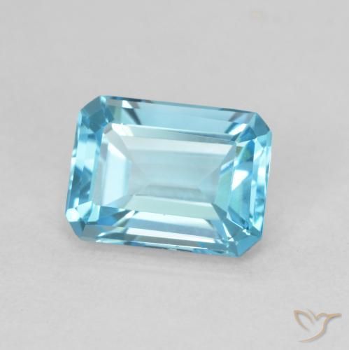 1.84ct 天然 スイスブルー トパーズ, エメラルドカット, VVS