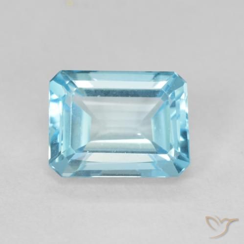 1.97ct 天然 ライトブルー トパーズ, エメラルドカット, VVS