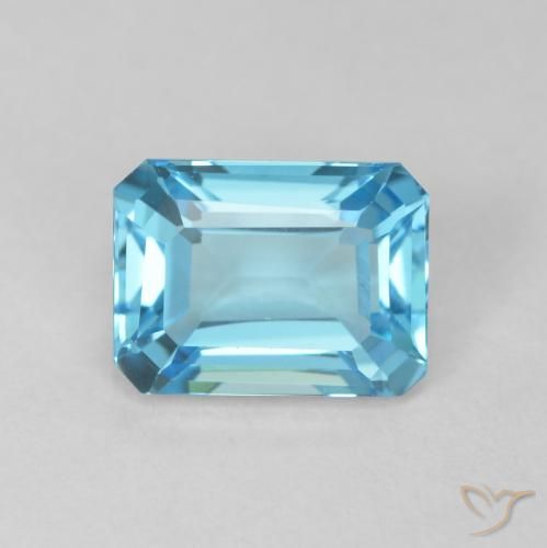 2.02ct 天然 スイスブルー トパーズ, エメラルドカット, VVS