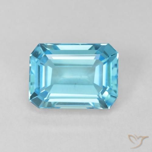 2.08ct 天然 スイスブルー トパーズ, エメラルドカット, VVS