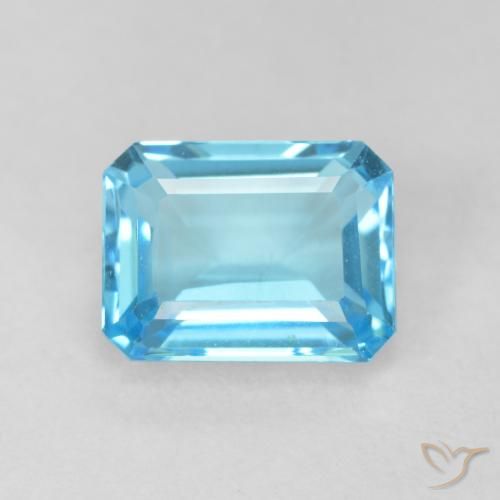 2.17ct 天然 スイスブルー トパーズ, エメラルドカット, VVS