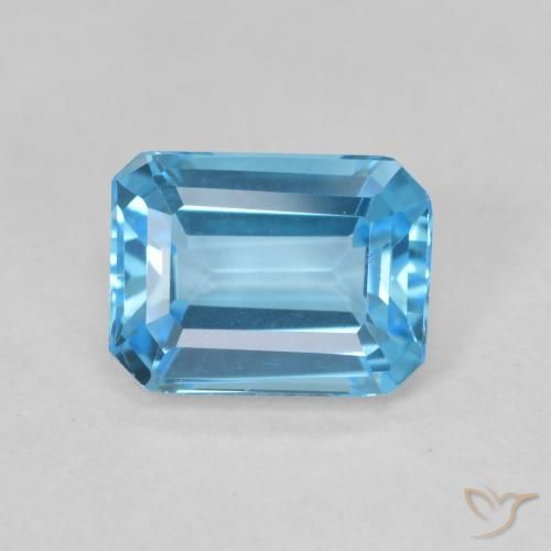 1.97ct 天然 スイスブルー トパーズ, エメラルドカット, VVS-VS