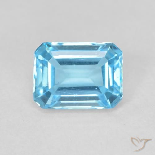 1.98ct 天然 スイスブルー トパーズ, エメラルドカット, VVS-VS