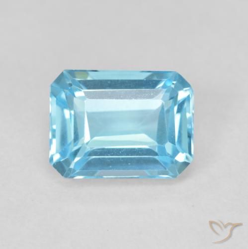 2.13ct 天然 スイスブルー トパーズ, エメラルドカット, VVS-VS