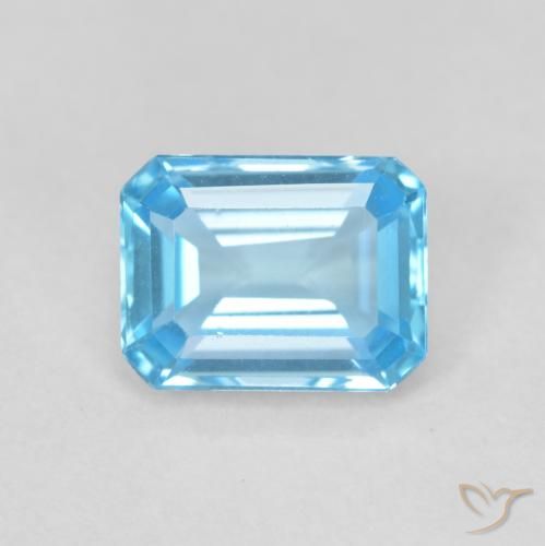1.82ct 天然 スイスブルー トパーズ, エメラルドカット, VVS-VS