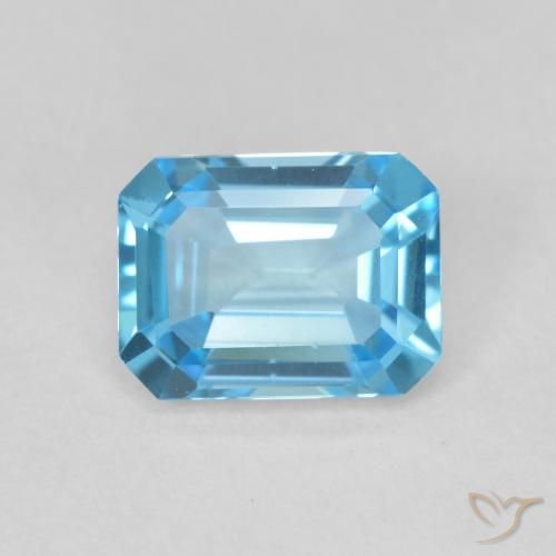 1.76ct 天然 スイスブルー トパーズ, エメラルドカット, VVS-VS