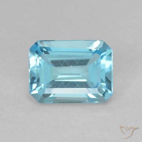 2.08ct 天然 ライトブルー トパーズ, エメラルドカット, VVS-VS