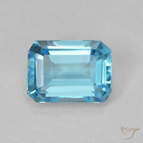 2.00ct 天然 スイスブルー トパーズ, エメラルドカット, VVS-VS