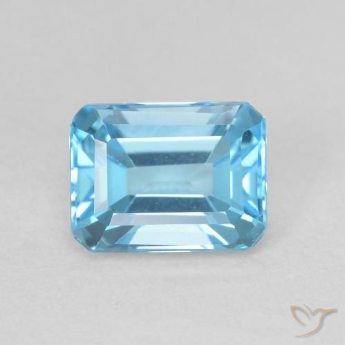 2.20ct 天然 スイスブルー トパーズ, エメラルドカット, VVS