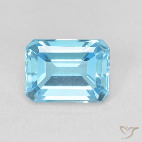 2.17ct 天然 スイスブルー トパーズ, エメラルドカット, VVS