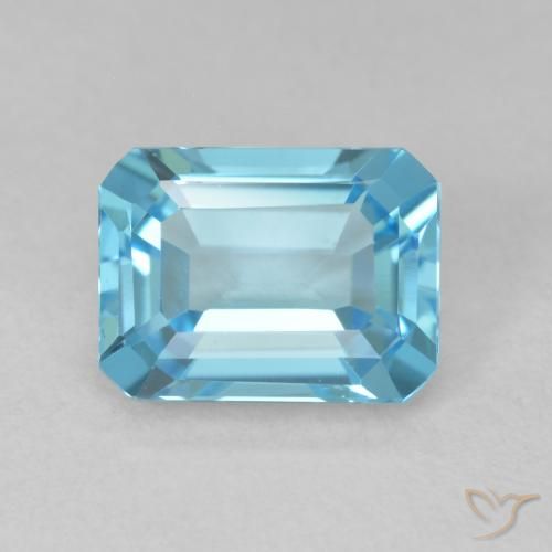 1.93ct 天然 スイスブルー トパーズ, エメラルドカット, VVS