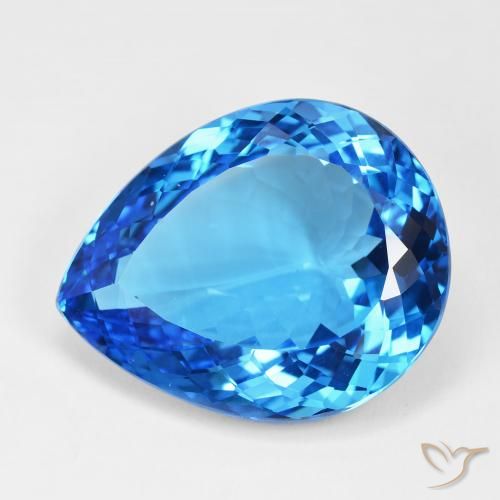 55.81ct 天然 濃いアズールブルー トパーズ, 洋梨の形, IF