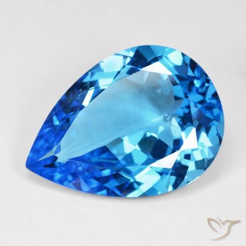29.39ct 天然 濃いスイスブルー トパーズ, 洋梨の形, VS