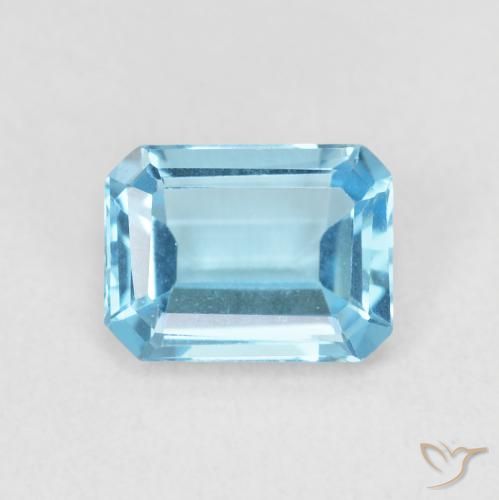 1.80ct 天然 濃いマヤブルー トパーズ, エメラルドカット, VVS