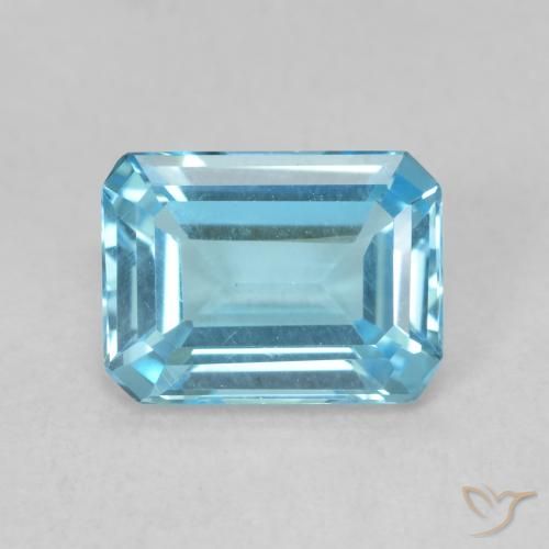 1.90ct 天然 スイスブルー トパーズ, エメラルドカット, VVS-VS
