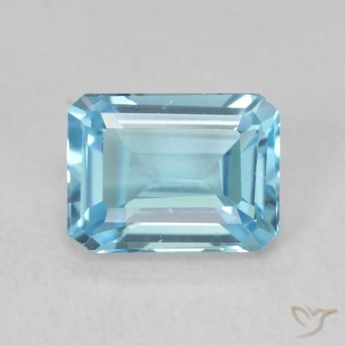 2.07ct 天然 スイスブルー トパーズ, エメラルドカット, VS