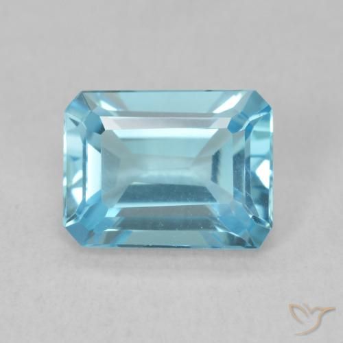 1.90ct 天然 スイスブルー トパーズ, エメラルドカット, VVS