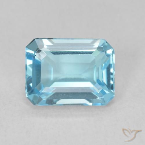 1.90ct 天然 スイスブルー トパーズ, エメラルドカット, VVS