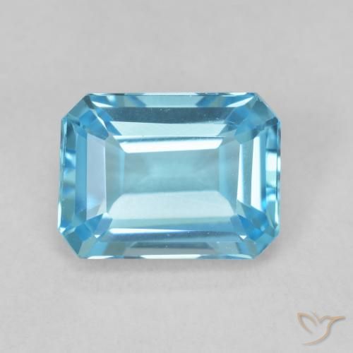 1.90ct 天然 スイスブルー トパーズ, エメラルドカット, VVS