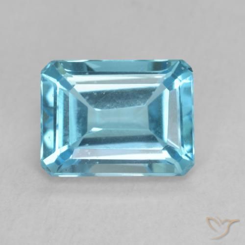 1.98ct 天然 スイスブルー トパーズ, エメラルドカット, VVS-VS