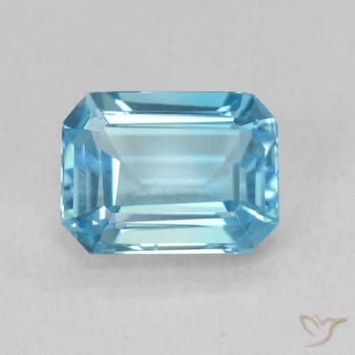 2.03ct 天然 スイスブルー トパーズ, エメラルドカット, VVS