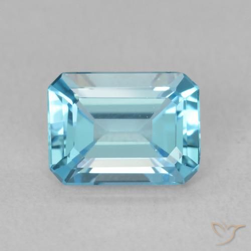 1.74ct 天然 スイスブルー トパーズ, エメラルドカット, VVS