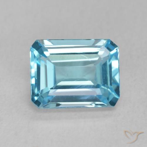 2.04ct 天然 スイスブルー トパーズ, エメラルドカット, VS
