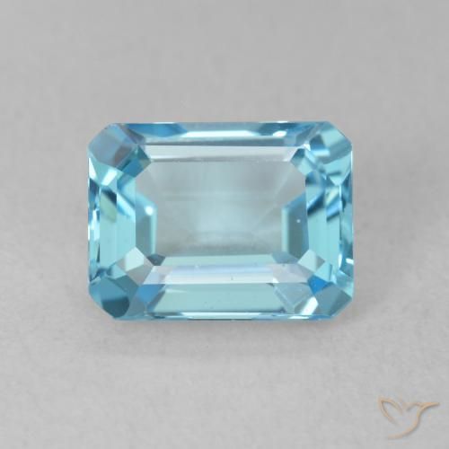 1.93ct 天然 スイスブルー トパーズ, エメラルドカット, VVS-VS