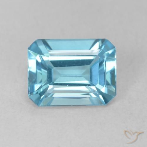 1.81ct 天然 スイスブルー トパーズ, エメラルドカット, VVS-VS