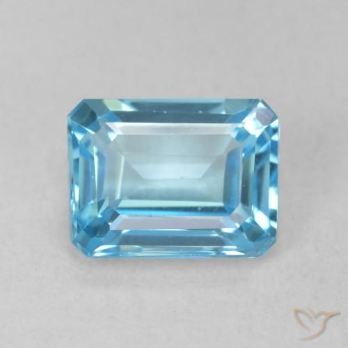 2.05ct 天然 スイスブルー トパーズ, エメラルドカット, VVS-VS