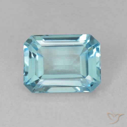 1.89ct 天然 ライトブルー トパーズ, エメラルドカット, VS
